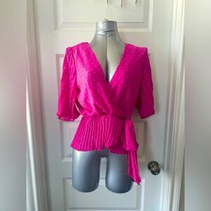 Blue Blossom Flutter wrap blouse in Pink